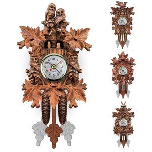 Vintage Huis Decoratieve Vogel Wandklok Opknoping Hout Koekoeksklok Woonkamer Slingeruurwerk Craft Art Klok Voor Nieuw Huis