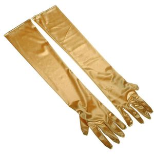 Basic Stijl Vrouwen Prom Elleboog-lengte Lange Stretch Satijn Party Arm Elbow Plain Kleur Zijde Lange Handschoenen