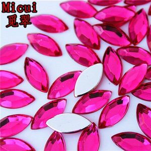 Micui 100pcs 7*15mm Horse eye Kristallen Plaksteen Acryl Kristal Strass Niet Hotfix Clear Crystal Stenen MC663