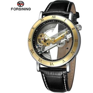FORSINING Goud Holle Automatische Mechanische Horloges Mannen Luxe Staal Vintage Skeleton Horloge Klok relogio masculino hodinky