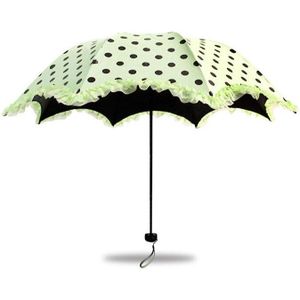 Prinses Kant Rand Stippen Ronde Punt Parasols 8 k Paraplu Volwassen Vrouwen Meisjes Rainny Sunny Zwarte Coating Paraplu