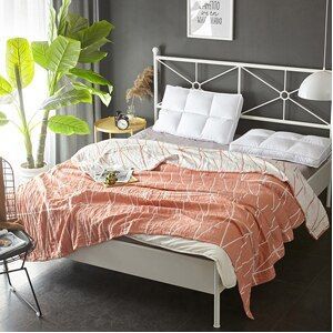 Nordic Blauwe Bladeren Blauwe Draad Handdoek Dekens Zomer Gebreide Quilt 150x200 cm/200x230 cm Katoen stof Airconditioning Dutje Quilt