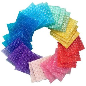 50Pcs Vierkante Plastic Bubble Bag Willekeurige Kleur Bubble Envelop Shockproof Mailer Verpakking Zakken Kleine Sieraden Beschermende Tas