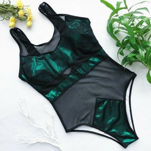 Vrouwen See through Een Stuk Badpakken Bikini Badpakken Badmode Sexy Mesh Patchwork Badpak Mesh Push Up Monokini Beachwear