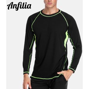 Anfilia Mannen Dry-Fit Shirts Mannen Loose Fit Duiken Shirt Uv-Bescherming Rash Guard Top Upf 50 + surfen Pakken Rashguard Beach Wear