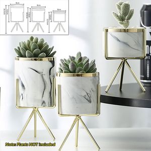 Nordic Marmer Patroon Vaas Keramische Ijzer Kunst Vaas Rose Goud Zilver Tafelblad Groene Plant Pot Home Office Vazen Decoratieve