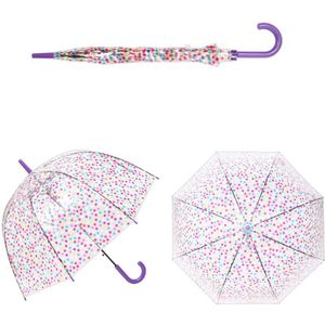 Showersmile Transparante Lange Handvat Regen Paraplu Vrouwen Golf Punt See Through Dot Paraplu Vrouwelijke Zon Roze Opknoping Parapluie
