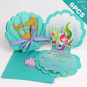 Ourwarm Mermaid Paper Candy Box Uitnodigingskaart Giften Meisjes Verjaardag Behandelen Mermaid Party Gunsten Decoratie