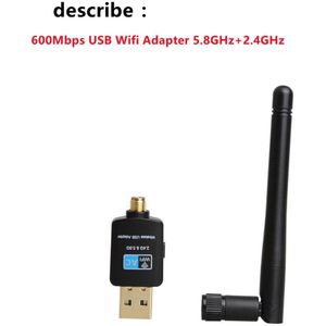 Terow 600Mbps Usb Wifi Adapter Dual Band 5.8Ghz + 2.4Ghz Usb Wifi Ontvanger Draadloze Netwerkkaart Usb wifi Met Hoge Snelheid Antenne
