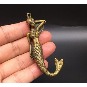 Chinese pure brass mermaid hanger kleine standbeeld