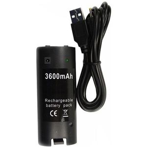 OSTENT Zwart 3600mAH Oplaadbare Batterij Oplader Kabel voor Nintendo Wii Remote Controller