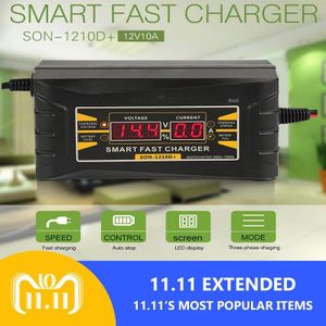 12V 10A Volledige Automatische Auto Batterij Lader 110 V/220 V Smart Fast Power Opladen Voor Nat Droog lood-zuur LCD Display EU/US Plug
