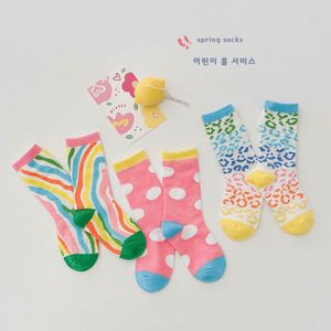 3 Paren/partij 1097 Lepoard Gestippelde Colorfuled Meisjes Knie Hieronder Sokken Baby Meisjes Katoen Koreaanse Bloemen Sokken