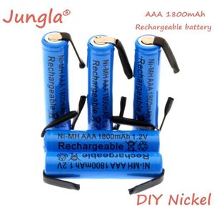 1.2V AAA oplaadbare batterij 1800mah AAA ni-mh cel met lassen tabs pins flat top voor speelgoed draadloze telefoon + DIY nikkel