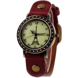 Vintage Stijl Sport Horloge Riem Lederen Retro Horloges Vrouwen Casual Jurk Orologio Eiffeltoren Retro Horloge