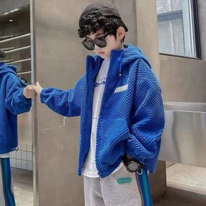 2022 Lente 4-12Years Kinderen Uitloper Hooded Cartoon Jas Voor Jongen Mode Wafel Jas Kinderkleding