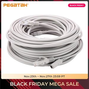 Kabel RJ45 En Dc Power Cctv Netwerk Lan Kabel 5M/10M/15M/20M/30M Optioneel Grijs CAT5/CAT-5e Ethernet Voor Security System