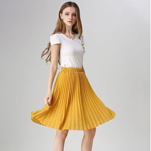 Vrouwen Chiffon Plisse Rok Vintage Hoge Taille Tutu Rokken Womens Saia Midi Rokken Zomer Stijl Jupe Femme Rok