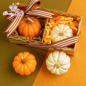 Pompoen Kaars In Geschenkdoos Thanksgiving Halloween Party Gunsten Cadeaus Cake Topper