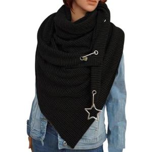 Mode Vrouwen Herfst Winter Sjaals Voor Dames Effen Kleur Knop Star Soft Wrap Dikke Warme Sjaal