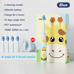 Kinderen Elektrische Sonische Tandenborstel Voor 3-12 Leeftijden Kids Tandenborstel Smart Timer + Zachte Haren 4 Opzetborstels