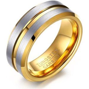 Eamti Luxe Goud Met Zilver Kleur Tungsten Carbide Mannen Ring Wedding Band Voor Mannelijke Geborsteld Engagement Ringen Anillos Bague