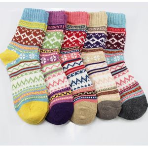 40 #5 Pack Womens Sokken Vintage Winter Zachte Warme Koude Knit Wollen Sokken Dikker Thermische Kasjmier Sokken Носки Женские набор