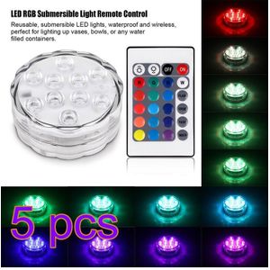 10 Led Remote Controlled Rgb Submersible Light Battery Operated Onderwater Night Lamp Outdoor Vaas Kom Tuin Partij Decoratie
