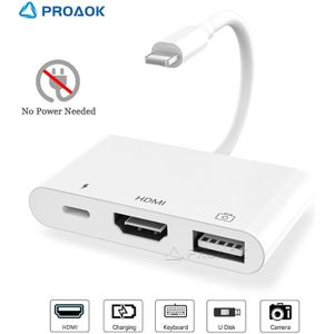 Hdmi Adapter Voor Lightning Naar Usb Camera Met Otg Functie Ondersteuning Opladen Voor Iphone/Ipad Naar Hd/Tv projector Kabel Converter