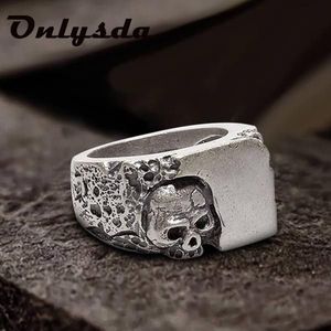 Unieke Zilveren Kleur 316L Rvs Evil Skull Ring Heren Punk Rock Biker Sieraden OSR538