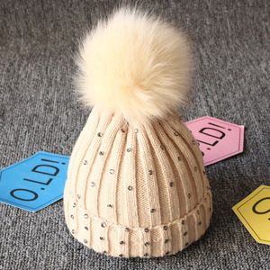 Pasgeboren Baby Jongen Meisjes mooie kintted Pompon Mutsen Winter Caps Warm Bont Pom pailletten Knit Beanie Hat fleece gehaakte Caps