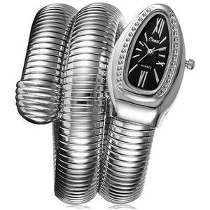 CUSSI Luxe Snake Horloge Goud Vrouwen Horloges Zilveren Quartz Horloges Dames Armband Horloge Reloj Mujer Klok