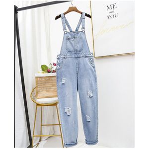 Plus Size Vrouwen Jumpsuits Oversize 5XL Losse Casual Baggy Bretels Overalls Vrouwen Jeans Ripped Gaten Rompertjes Jumpsuits