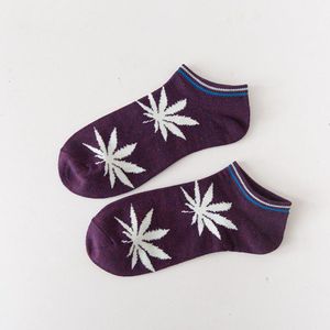5 Paren/partij Retro Mannen Gekamd Katoen Ankle Sokken Maple Leaf Patroon Gestreepte Mond Creatieve Zomer Herfst Sokken