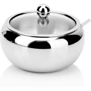 Keuken Rvs Suikerpot Met Deksel En Lepel Draagbare Suiker Box Container Koken Suiker Kruiden Jar Opslag Fles