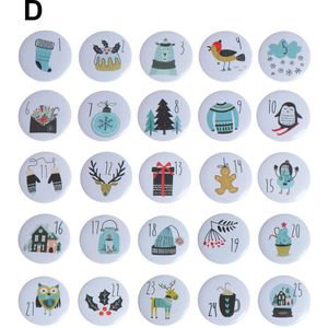24Pcs Kerst Badges Advent Kalender Nummer Badge Diy Kerst Cadeau Metalen Labels Xmas Decor Xmas Ornament