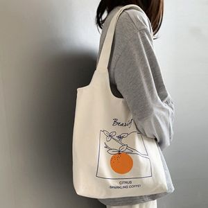 Vrouwen Canvas Schoudertas Tote Bag Grote Capaciteit Katoenen Doek Boodschappentassen Vrouwelijke Handtas Opvouwbare Herbruikbare Strand Shopper Bag