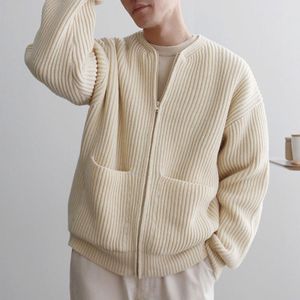 Spring Autumn Korean Knitted Cardigan Men Long Sleeve Zip Up Sweater Casual Mens Oversized Sweater Xxxl 4xl Loose Male Knitwear