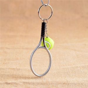 Mini Metalen Tennisracket Handgemaakte Souvenir Leuke Tenis Racquet Bal Sleutel-keten Sleutel Sport Chain Auto Fiets Sleutelhanger