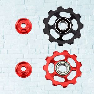 2 Stuks Aluminium Bike Wiel Achterderailleur Pulley 11T Voor (Zwart + Rood)