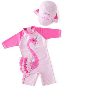 Meisje Kinderen Zwemmen Baden Badmode Casual Flamingo Siamese Nauwsluitende Badpak Prinses Kids Baby Kleding Pak