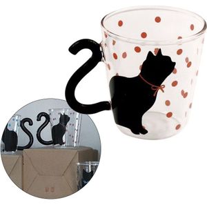 Grote Goedkope Leuke Creatieve Kat Kitty Glas Mok Cup Kopje Thee Melk Koffie Muziek/Dots/Engels Woorden home Office Cup