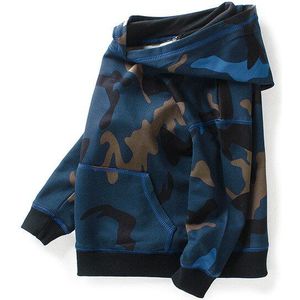 Tiener Jongen Camouflage Print Hoodies -Schouder Sweatshirt Met Zakken Herfst Mode Tops 12 Jaar Kinderen Casual Kleding