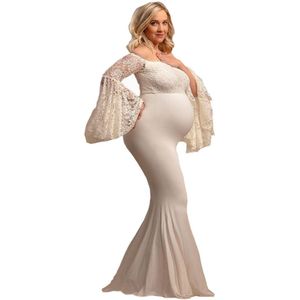 Mode Zwangerschap Vrouwen Moederschap Pregnants Fotografie Props Ruches Lange Mouwen Prom Gown Jurk Foto Grossesse @ 45