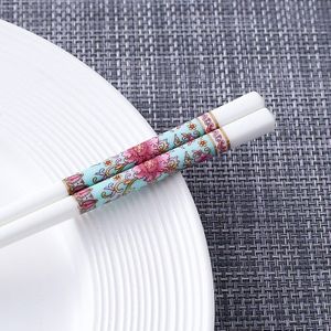 5 Paren/set Chinese Traditionele Bone China Eetstokjes Kleur Emaille Keramische Servies Bone Porselein Keuken Tool