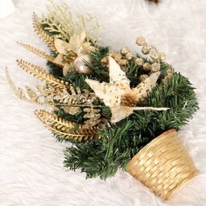 Kerst Creatieve Kleine Boom Gouden Pot Bodem Half Groene Dennennaalden Decoratieve Boom Kerstversiering
