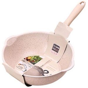 2x Verdikte Bodem Steen Koekenpan Multifunctionele Non-stick Pannen Diepe Nougat Pot Grote Mond Wok Pan 28Cm & 20Cm