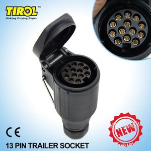 Tirol 13Pin Trailer Socket Zwart frosted materialen 13 Pole Trailer Socket 12 v trekhaak Towing Socket Voertuig T21223aFree