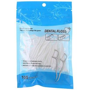 50 Stks/partij Wegwerp Dental Floss Interdentale Borstel Tanden Stick Tandenstokers Floss Pick Tanden Oral Care