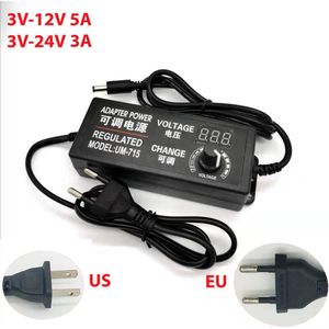 Verstelbare Ac Naar Dc 3V 12V 3V 24V Universele Adapter Met Scherm Voltage Gereglementeerde 3V 12V 24V Voeding Adatper